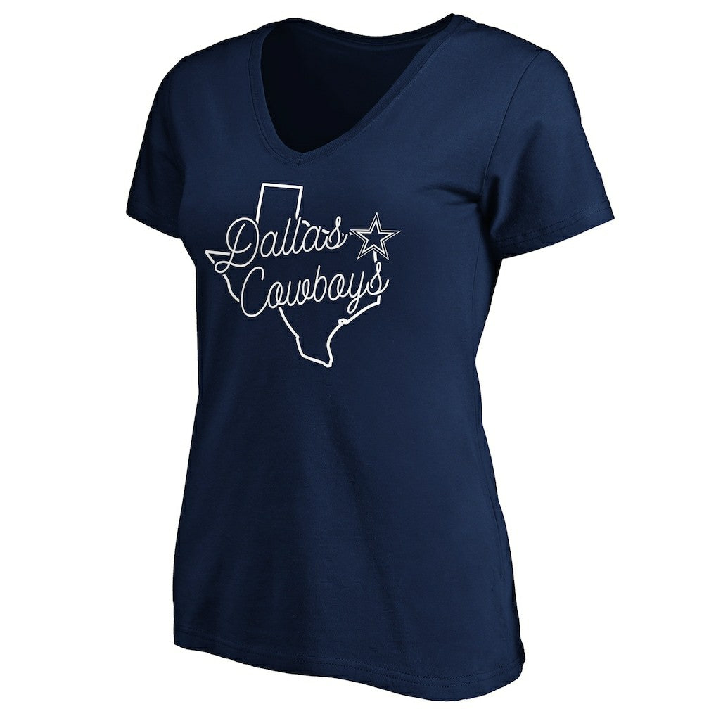 Dallas Cowboys Women's Script V-Neck T-Shirt - Navy - NFL