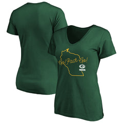 Green Bay Packers Women's Script V-Neck T-Shirt - Green - NFL