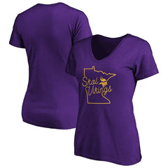 Minnesota Vikings Women's Script V-Neck T-Shirt - Purple - NFL