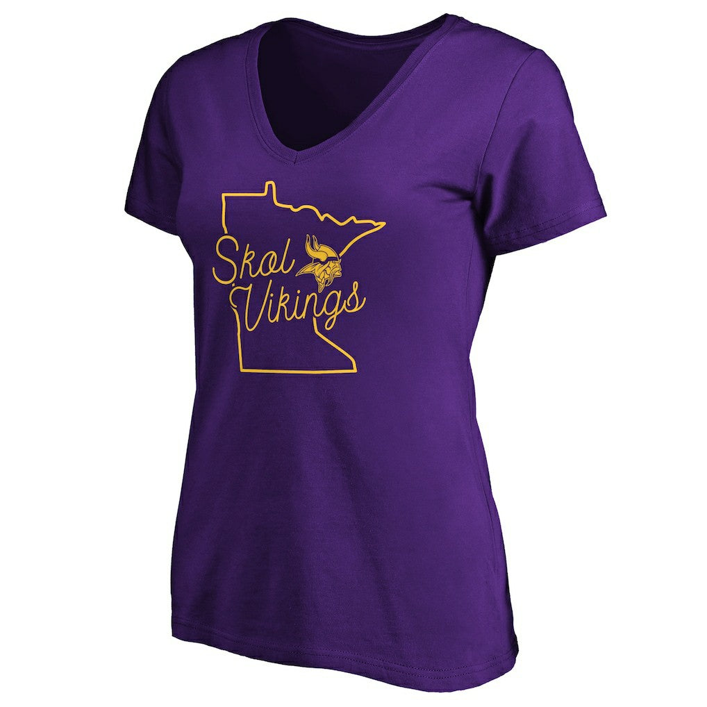 Minnesota Vikings Women's Script V-Neck T-Shirt - Purple - NFL