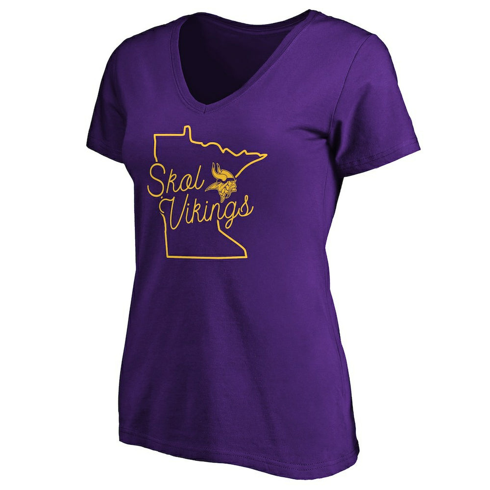 Minnesota Vikings Women's Script V-Neck T-Shirt - Purple - NFL