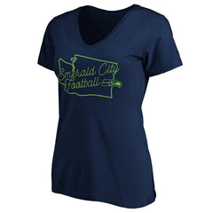 Seattle Seahawks Women's Script V-Neck T-Shirt - College Navy - NFL