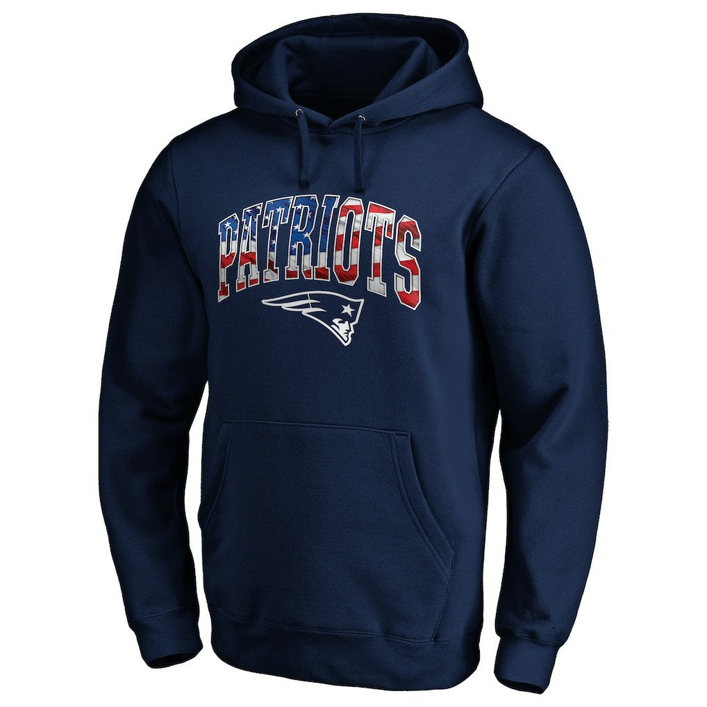 New England Patriots Banner Wave Pullover Hoodie - Navy - NFL
