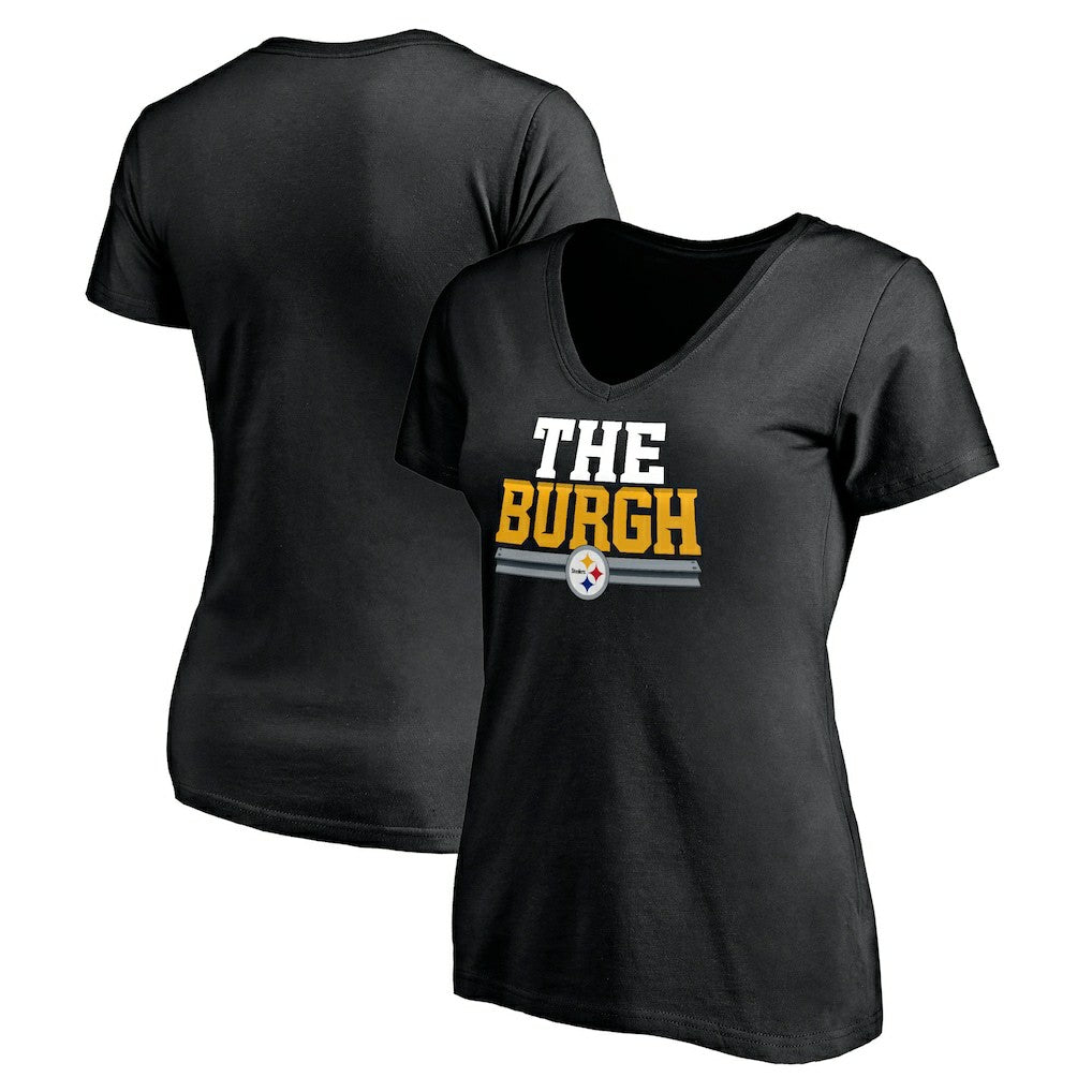 Pittsburgh Steelers Women's Hometown Collection The Burgh V-Neck T-Shirt - Black - NFL