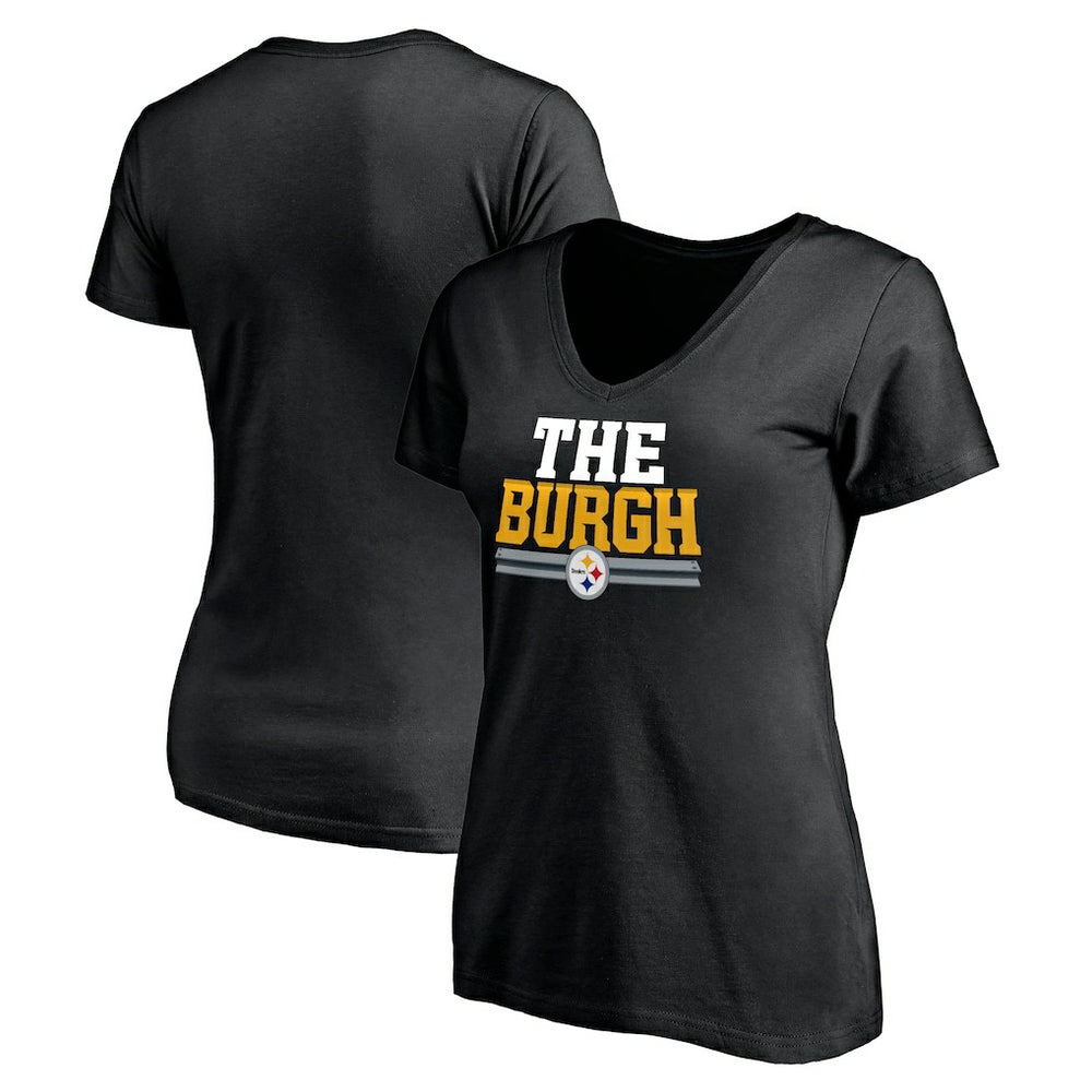 Pittsburgh Steelers Women's Hometown Collection The Burgh V-Neck T-Shirt - Black - NFL