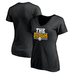 Pittsburgh Steelers Women's Hometown Collection The Burgh V-Neck T-Shirt - Black - NFL