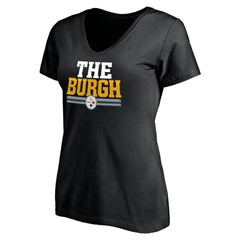 Pittsburgh Steelers Women's Hometown Collection The Burgh V-Neck T-Shirt - Black - NFL