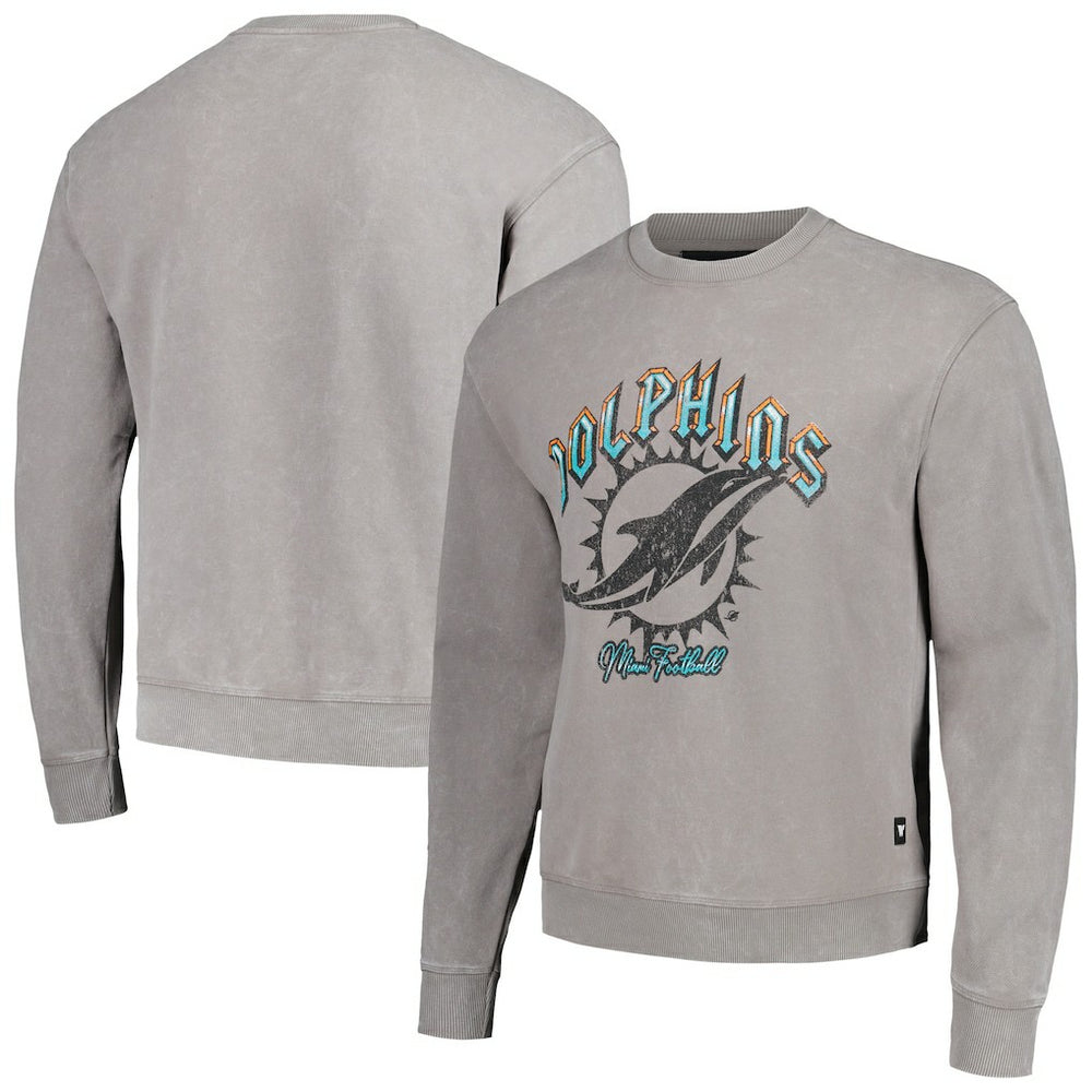 Miami Dolphins The Wild Collective Unisex Distressed Pullover Sweatshirt - Gray - NFL