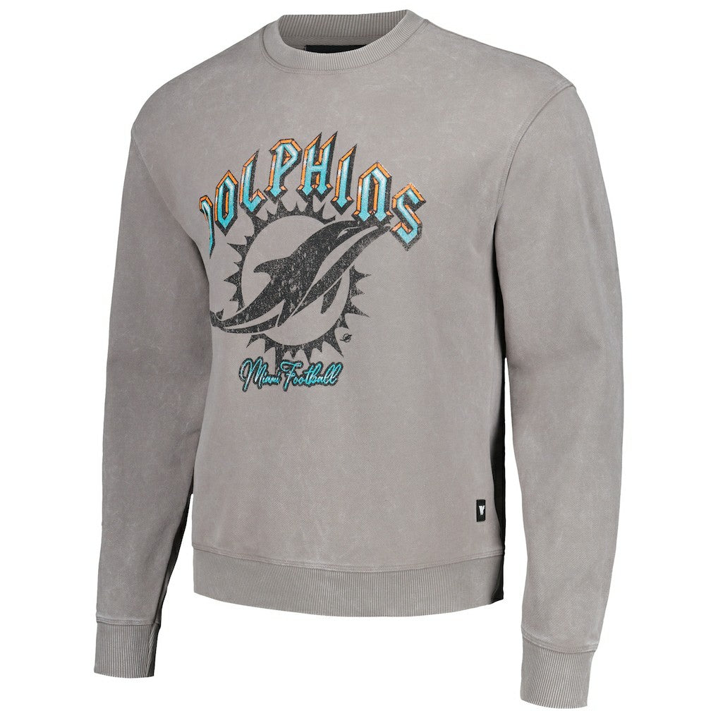Miami Dolphins The Wild Collective Unisex Distressed Pullover Sweatshirt - Gray - NFL