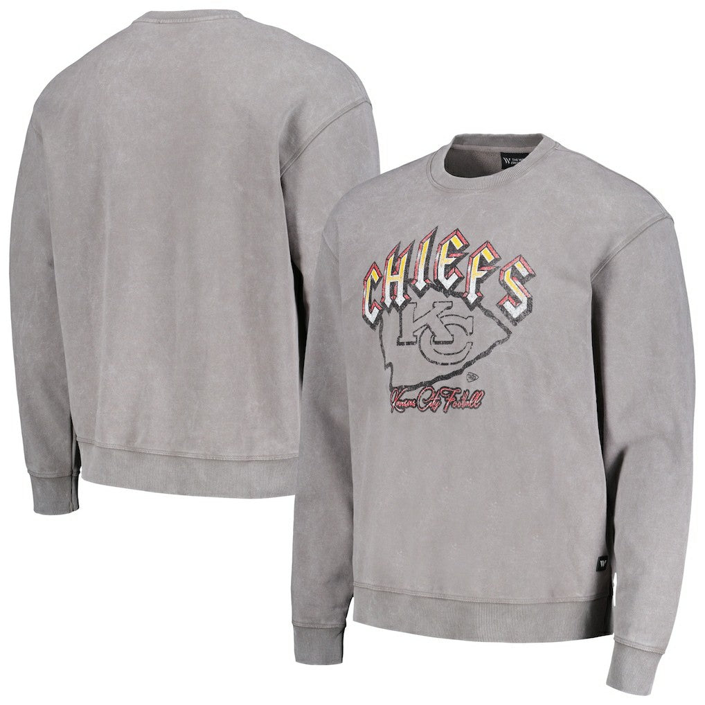 Kansas City Chiefs The Wild Collective Unisex Distressed Pullover Sweatshirt - Gray - NFL