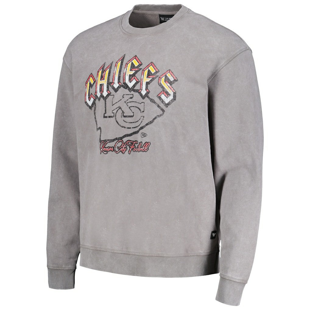 Kansas City Chiefs The Wild Collective Unisex Distressed Pullover Sweatshirt - Gray - NFL