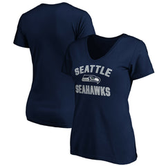 Seattle Seahawks Women's Victory Arch V-Neck T-Shirt - College Navy - NFL