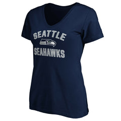 Seattle Seahawks Women's Victory Arch V-Neck T-Shirt - College Navy - NFL