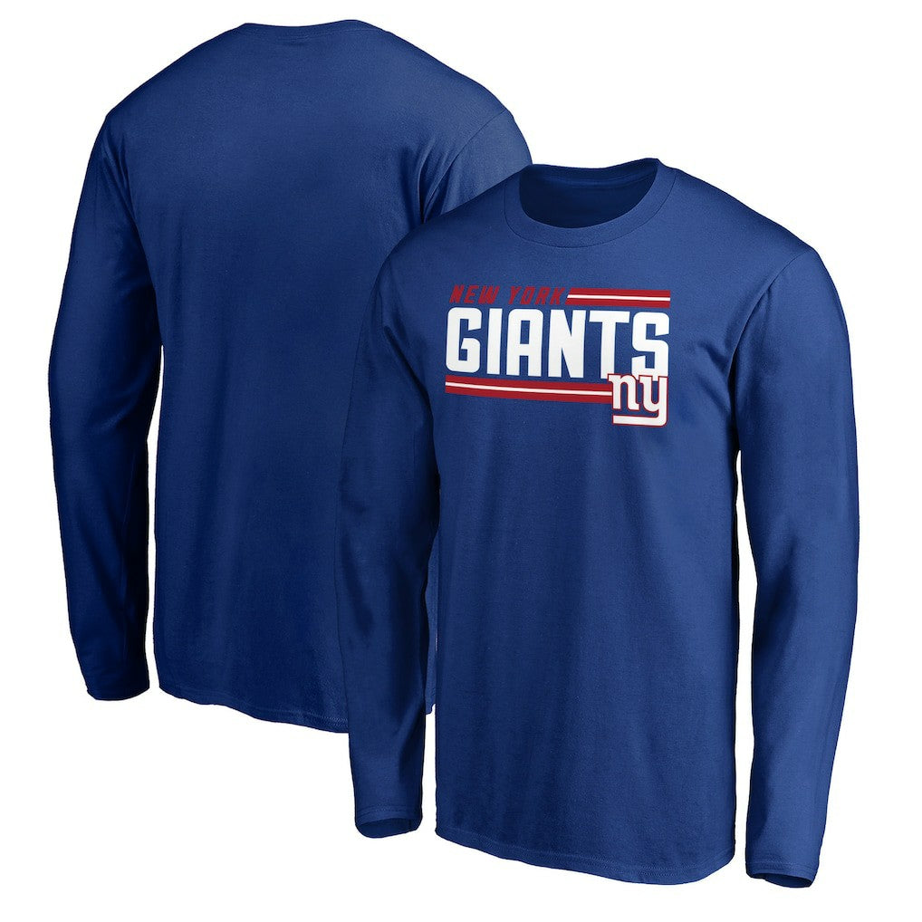 New York Giants On Side Stripe Long Sleeve T-Shirt - Royal - NFL
