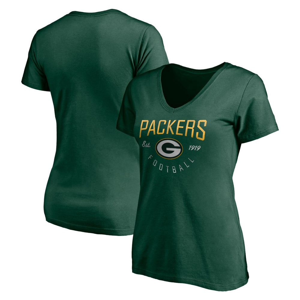 Green Bay Packers Women's Live For It V-Neck T-Shirt - Green - NFL