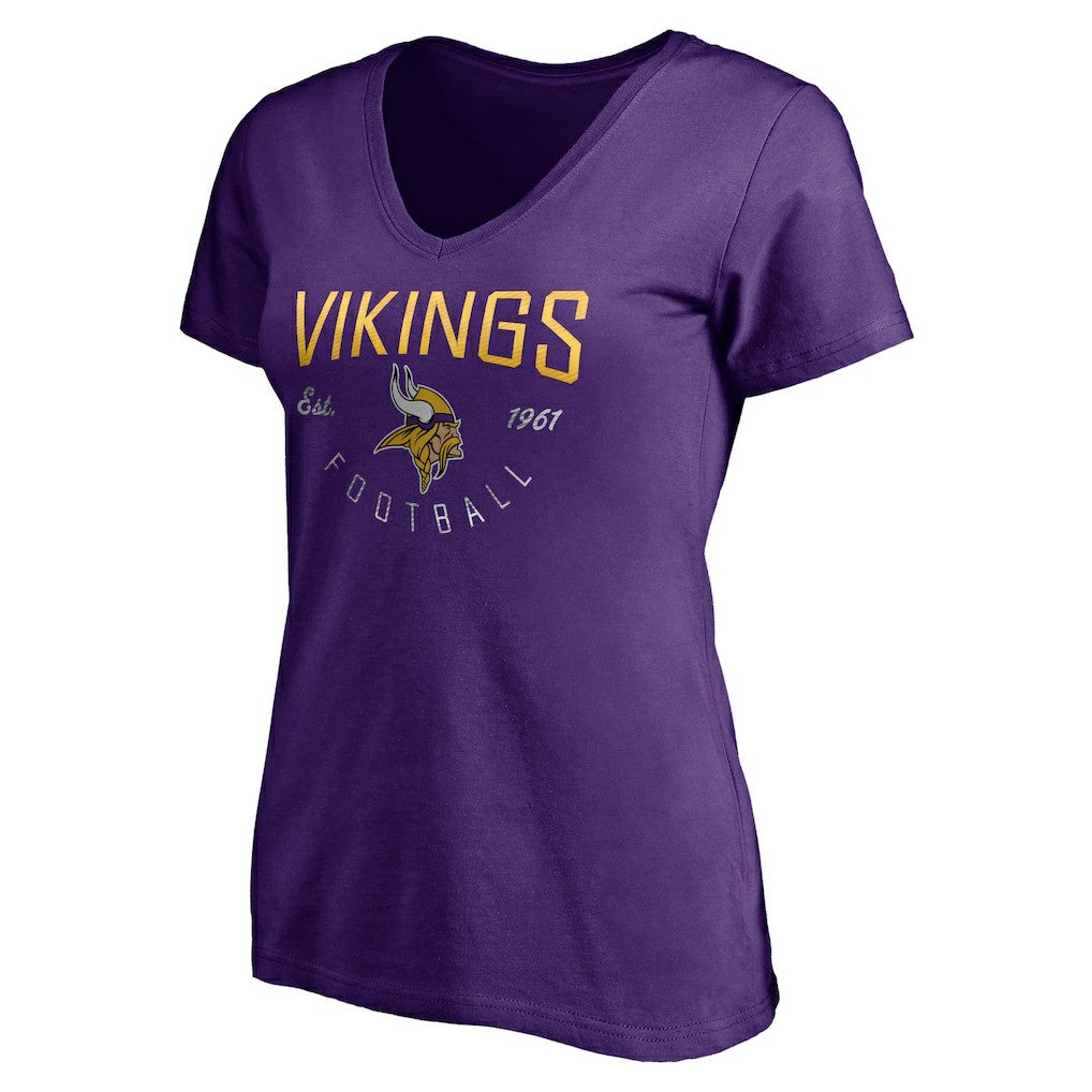 Minnesota Vikings Women's Live For It V-Neck T-Shirt - Purple - NFL