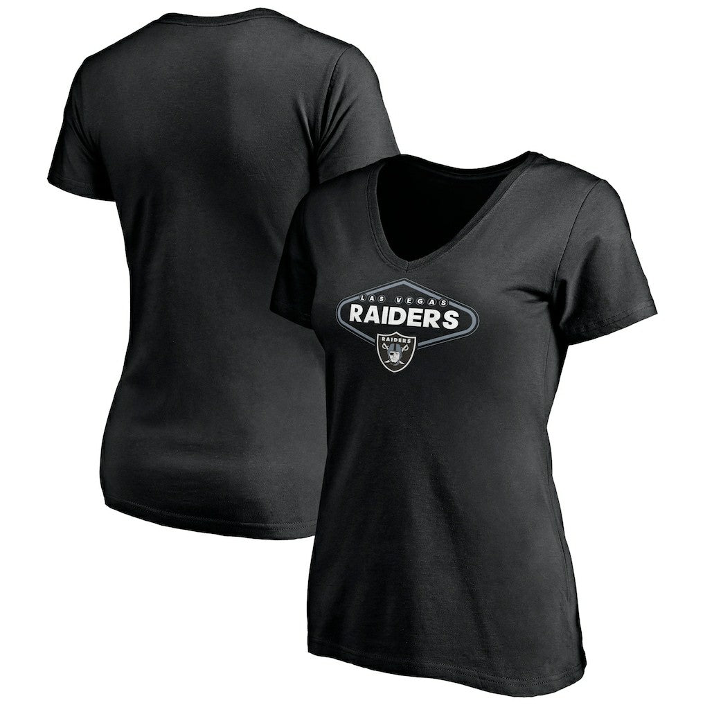 Las Vegas Raiders Women's Hometown Collection 1st Down V-Neck T-Shirt - Black - NFL