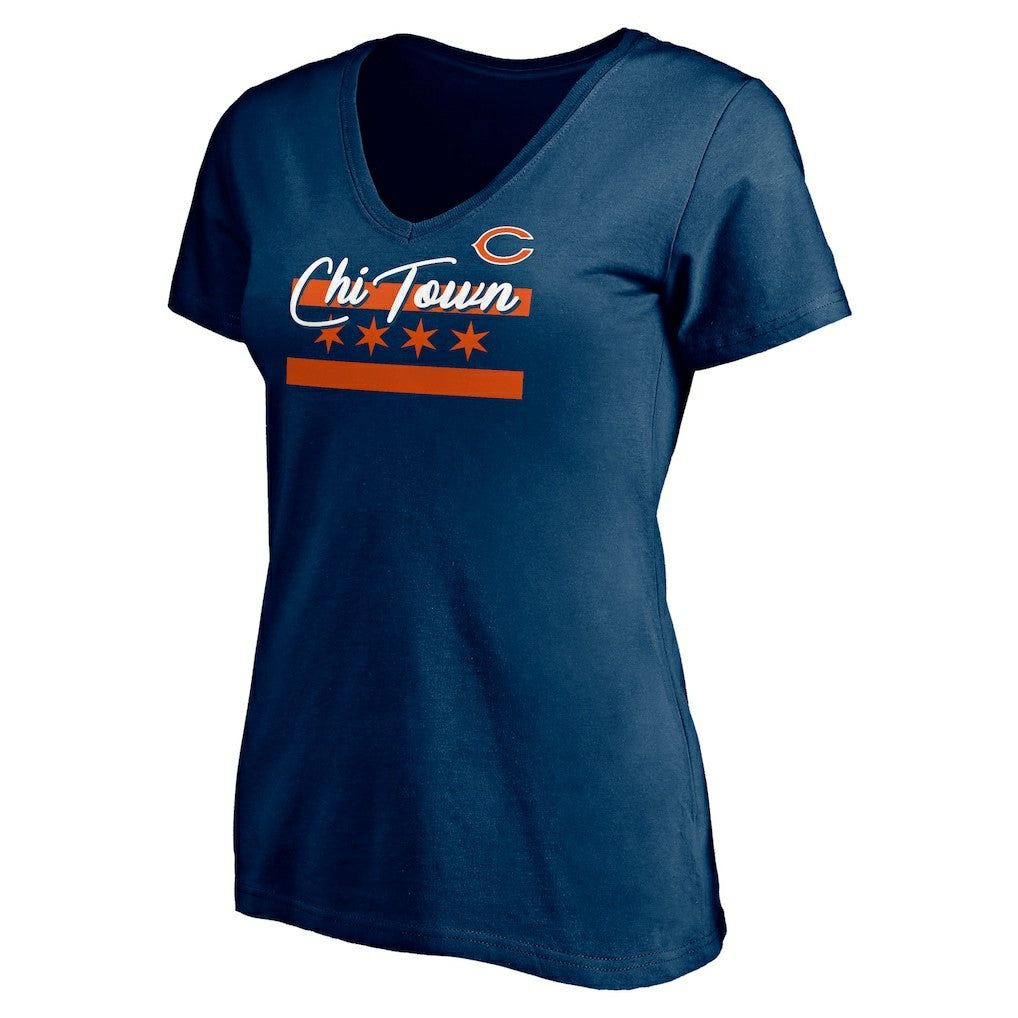 Chicago Bears Women's Hometown Collection Chi Town V-Neck T-Shirt - Navy - NFL