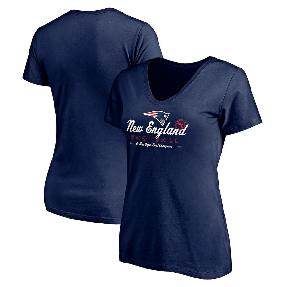 New England Patriots Women's Hometown Collection V-Neck T-Shirt - Navy - NFL