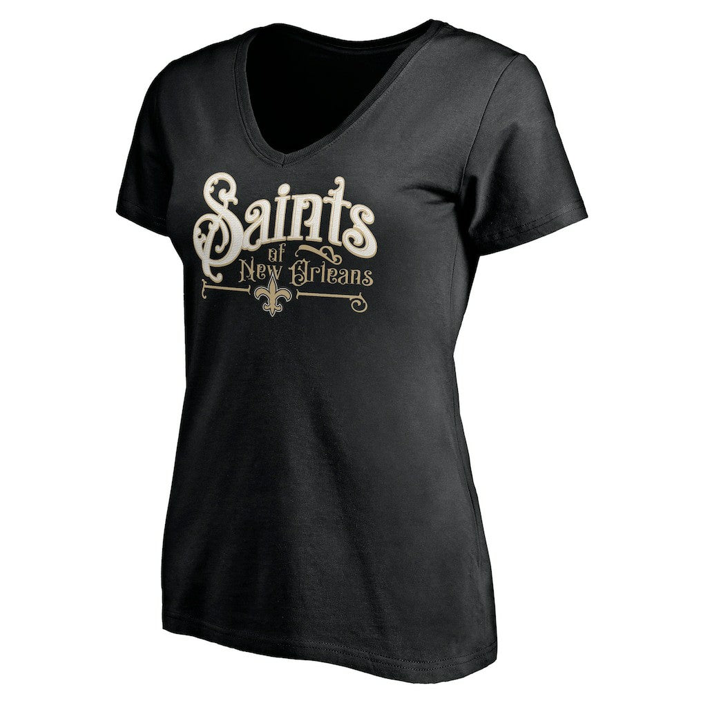 New Orleans Saints Women's Hometown Collection V-Neck T-Shirt - Black - NFL