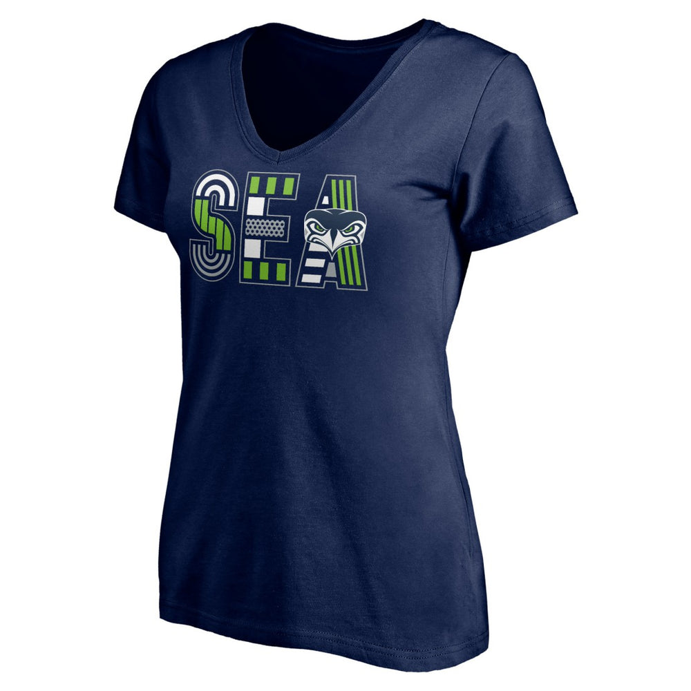 Seattle Seahawks Women's Hometown Collection V-Neck T-Shirt - College Navy - NFL