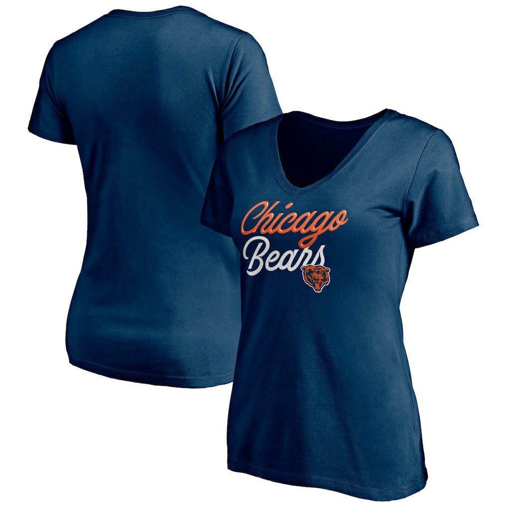 Chicago Bears Women's Long Stride V-Neck T-Shirt - Navy - NFL