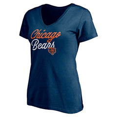 Chicago Bears Women's Long Stride V-Neck T-Shirt - Navy - NFL
