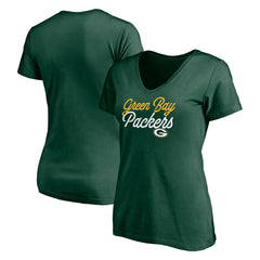 Green Bay Packers Women's Long Stride V-Neck T-Shirt - Green - NFL
