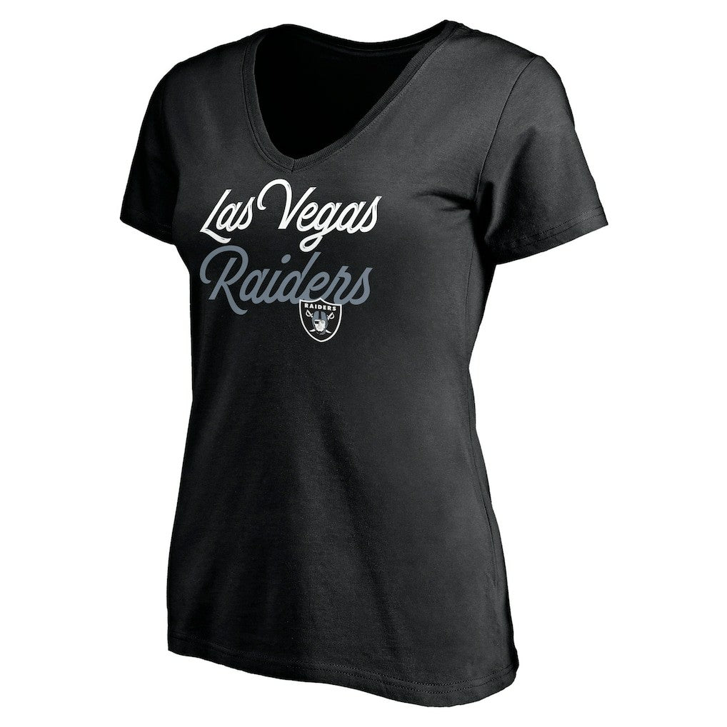 Las Vegas Raiders Women's Long Stride V-Neck T-Shirt - Black - NFL