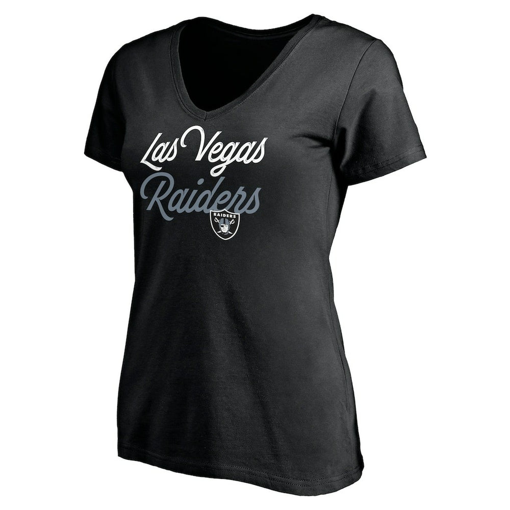 Las Vegas Raiders Women's Long Stride V-Neck T-Shirt - Black - NFL