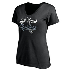 Las Vegas Raiders Women's Long Stride V-Neck T-Shirt - Black - NFL