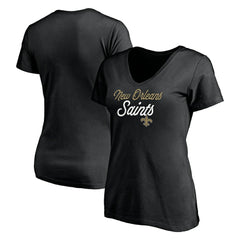 New Orleans Saints Women's Long Stride V-Neck T-Shirt - Black - NFL
