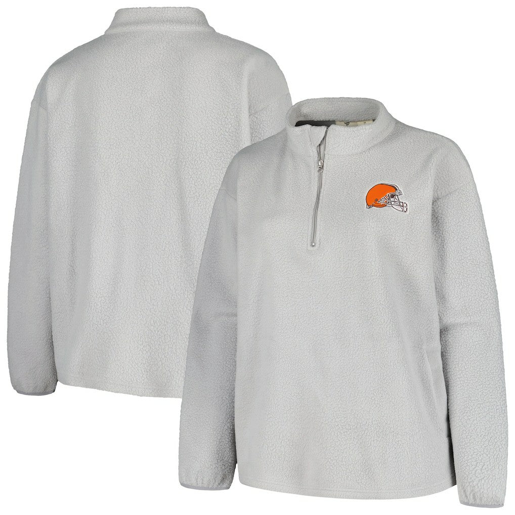 Cleveland Browns Profile Women's Plus Size Sherpa Quarter-Zip Jacket - Gray - NFL