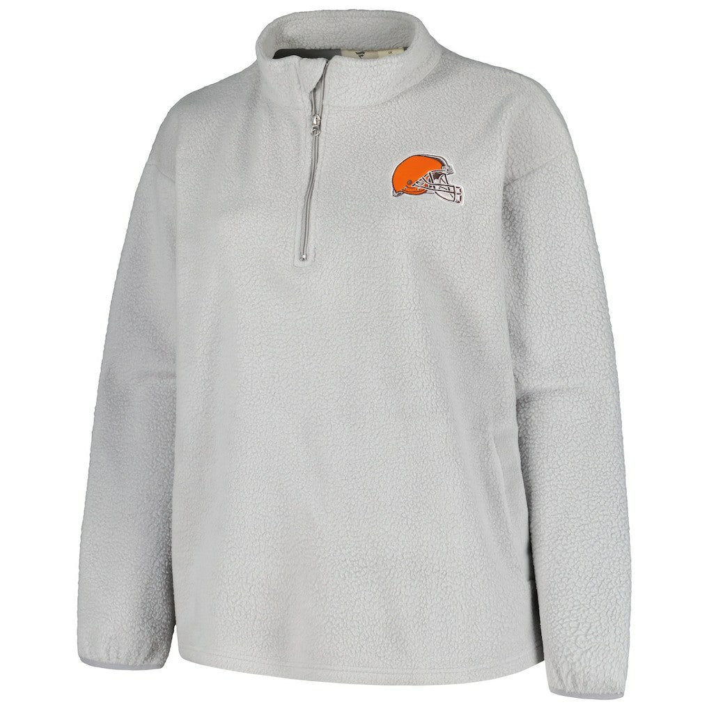 Cleveland Browns Profile Women's Plus Size Sherpa Quarter-Zip Jacket - Gray - NFL