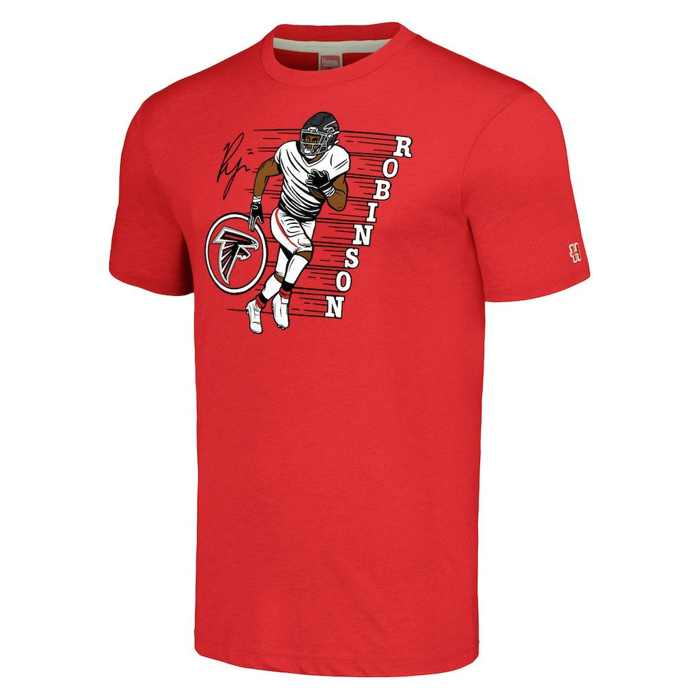 Bijan Robinson Atlanta Falcons Homage Unisex Caricature Player Tri-Blend T-Shirt - Red - NFL