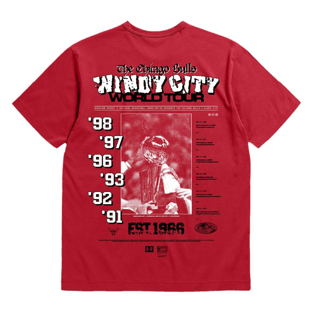 Mitchell & Ness Chicago Bulls Bleacher Report x  Unisex World Tour T-Shirt Red
