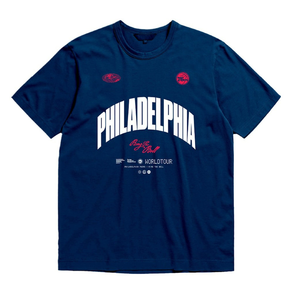 Mitchell & Ness Philadelphia 76ers Bleacher Report x  Unisex World Tour T-Shirt Navy