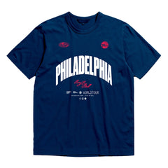 Mitchell & Ness Philadelphia 76ers Bleacher Report x  Unisex World Tour T-Shirt Navy