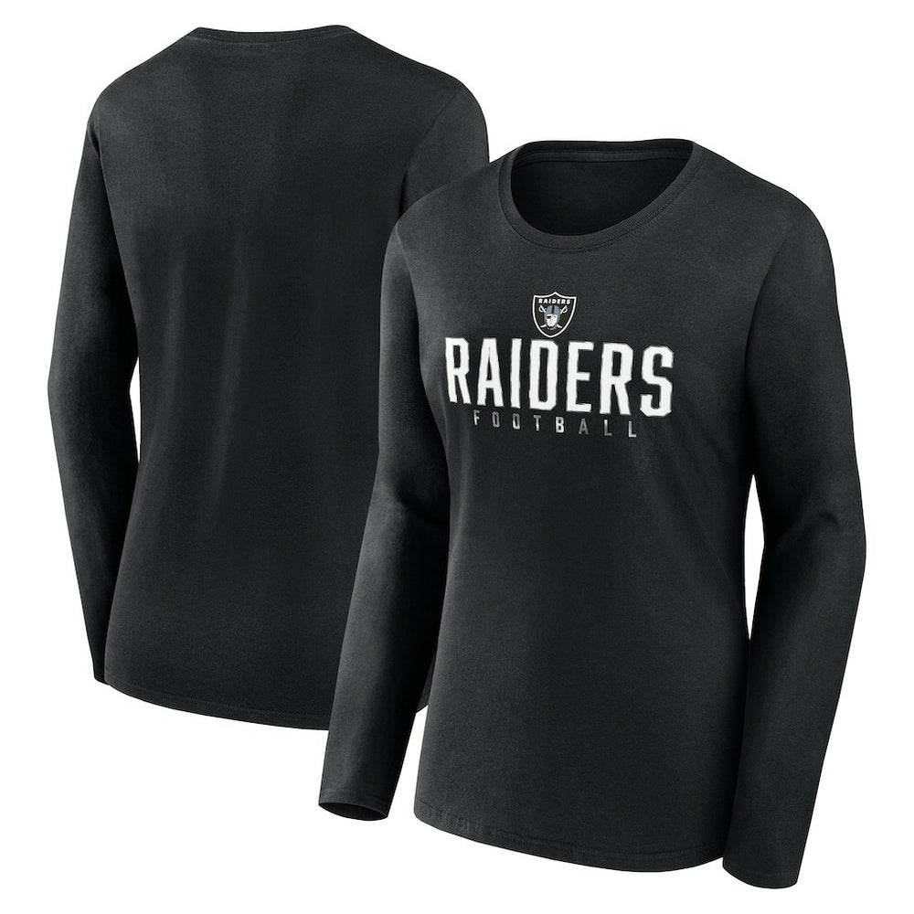 Las Vegas Raiders Women's Plus Size Foiled Play Long Sleeve T-Shirt - Black - Fanatics