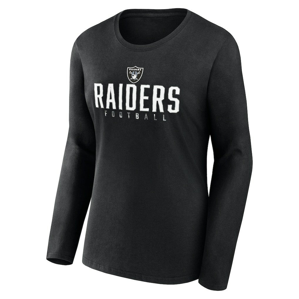 Las Vegas Raiders Women's Plus Size Foiled Play Long Sleeve T-Shirt - Black - Fanatics