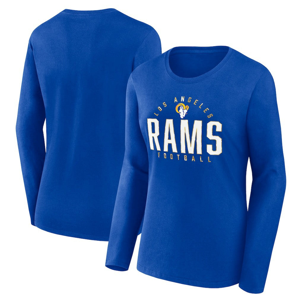 Los Angeles Rams Women's Plus Size Foiled Play Long Sleeve T-Shirt - Royal - Fanatics
