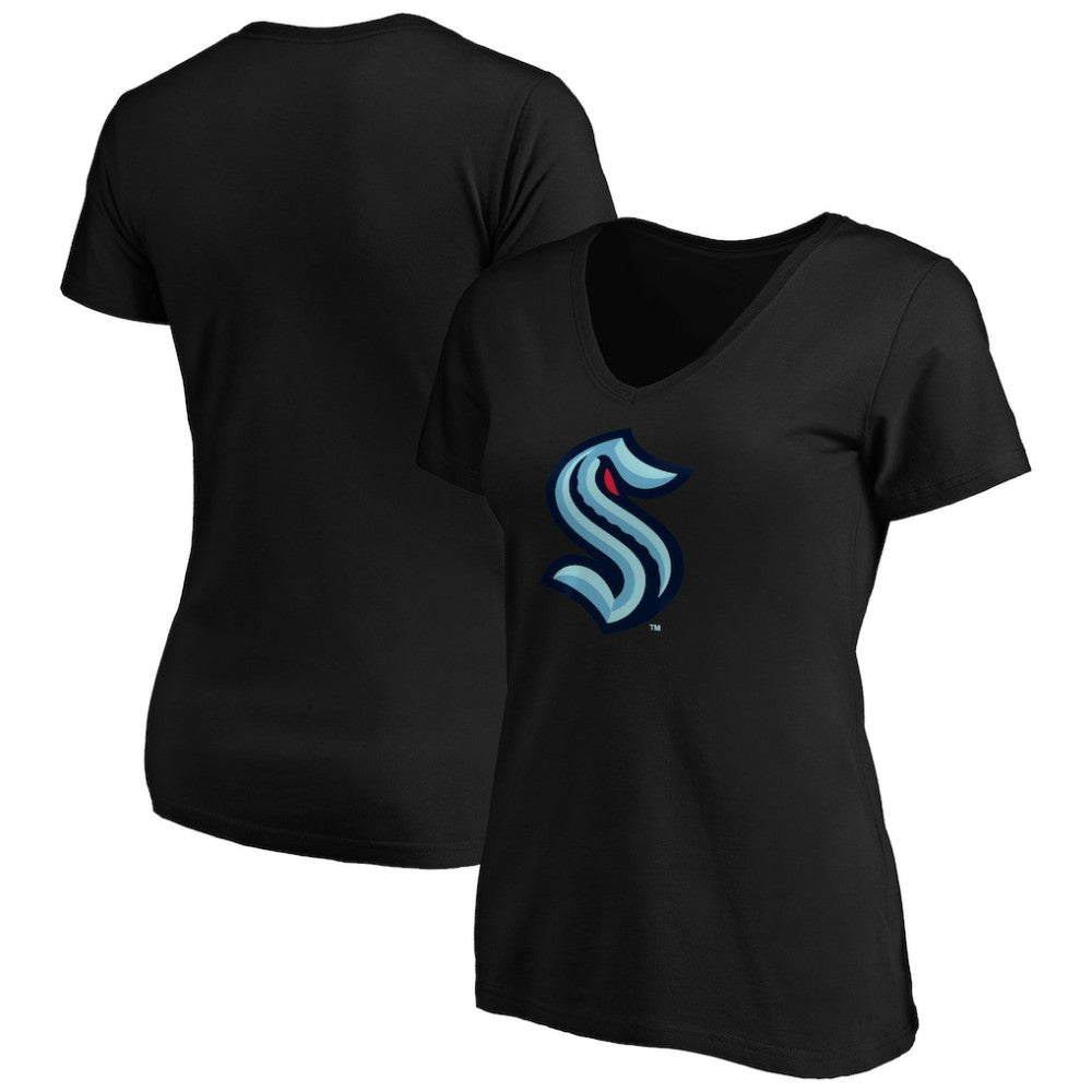 Seattle Kraken Women's Primary Logo V-Neck T-Shirt - Black | NHL near me