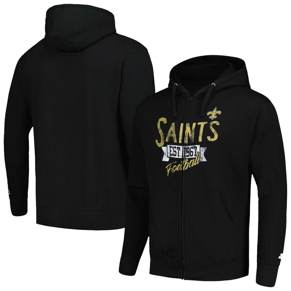 New Orleans Saints Starter Domestic Post Season Full-Zip Hoodie - Black - NFL