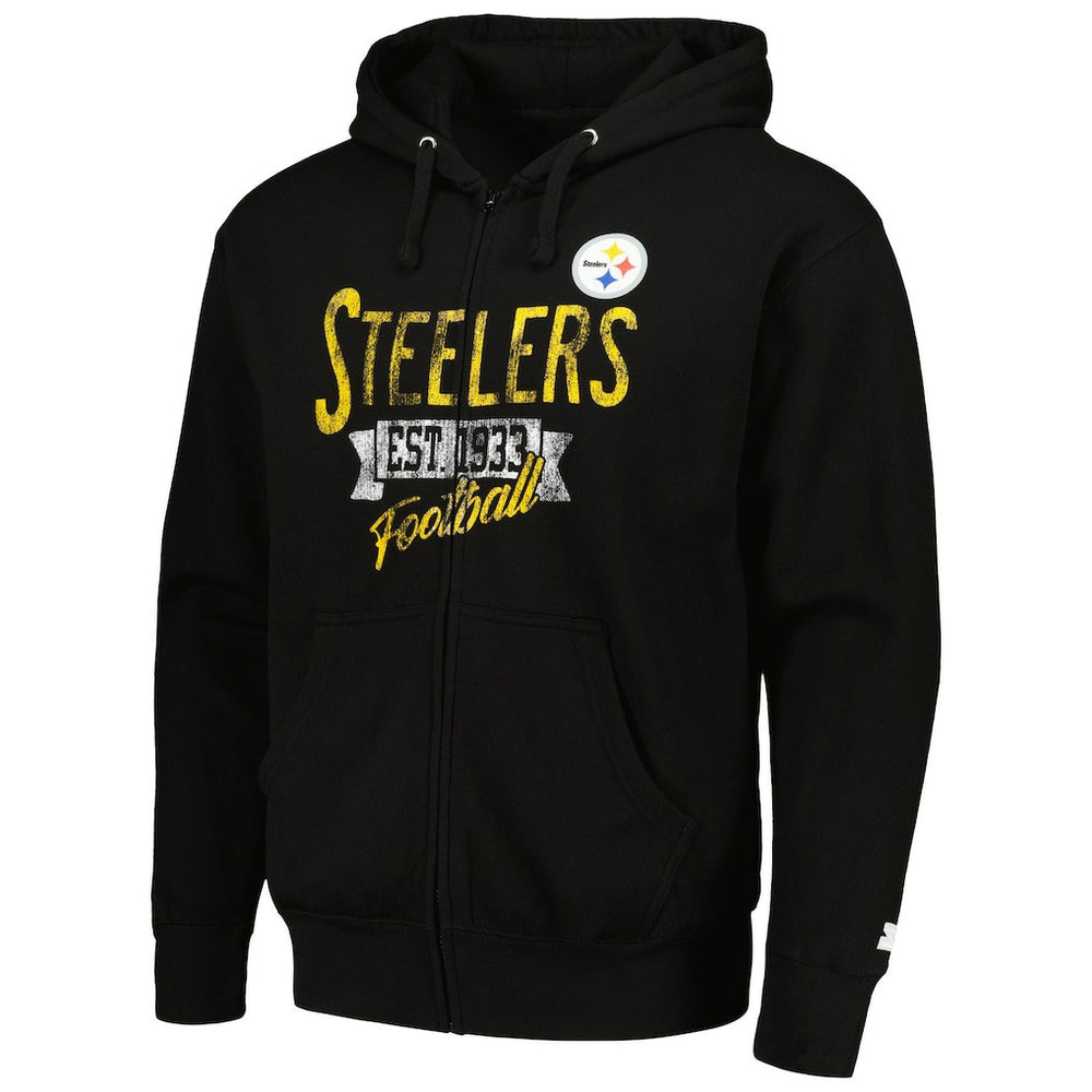 Pittsburgh Steelers Starter Domestic Post Season Full-Zip Hoodie - Black - NFL