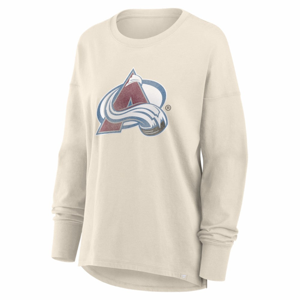 Colorado Avalanche Fanatics Women's Distressed Logo Long Sleeve T-Shirt - Cream | Fanatics sale