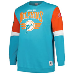 Miami Dolphins Big & Tall Fleece Pullover Sweatshirt - Aqua - Mitchell & Ness