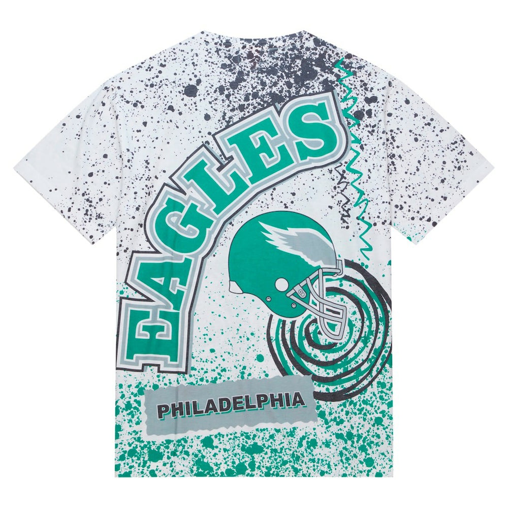 Philadelphia Eagles Big & Tall Allover Print T-Shirt - White - Mitchell & Ness