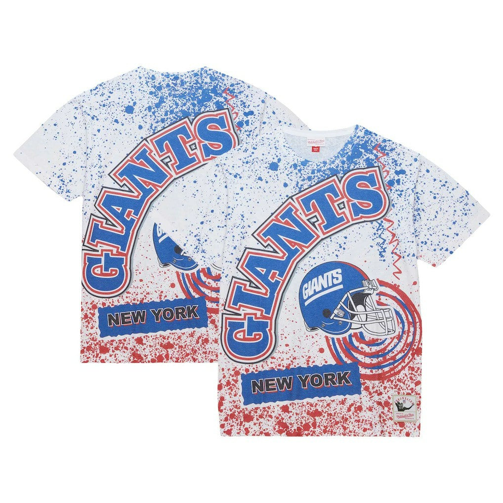 New York Giants Big & Tall Allover Print T-Shirt - White - Mitchell & Ness
