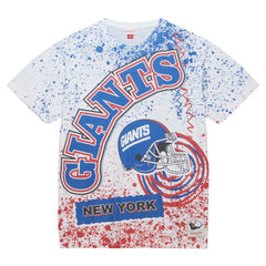New York Giants Big & Tall Allover Print T-Shirt - White - Mitchell & Ness