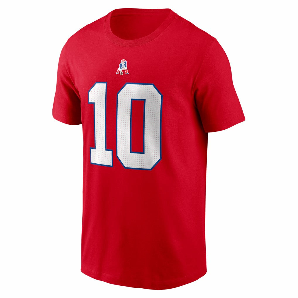 Drake Maye New England Patriots Name & Number T-Shirt - Red - Nike